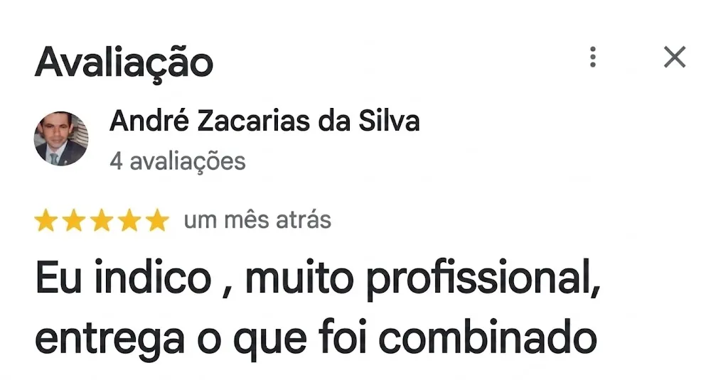 Avaliação real do André Zacarias no Google sobre a Olivieri Pinturas