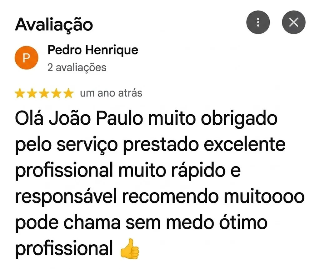 Avaliação real do Pedro Henrique no Google sobre a Olivieri Pinturas